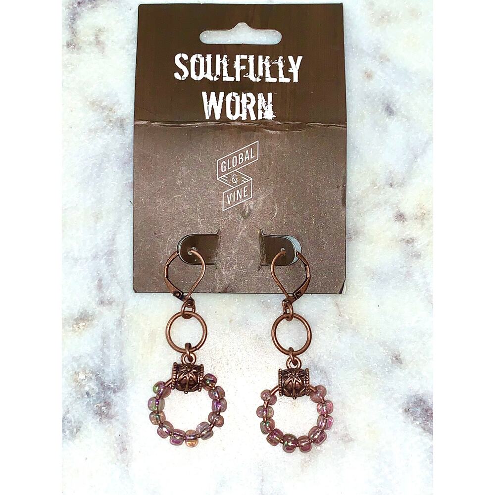 Kelli Ahern Iridescent Pink Beaded Hoop Dangle Earrings NWT - Picture 6 of 6
